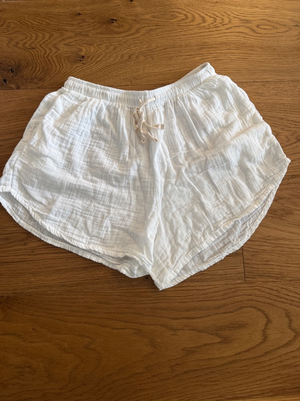 Women's White cotton Drawstring Shorts